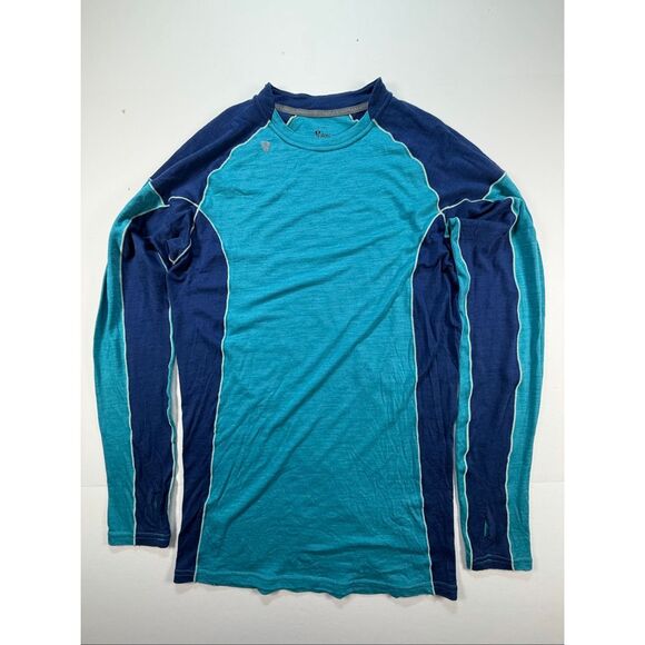 Stoic Tops - Stoic Merino Wool Base Layer Top Women’s Size Large Blue Long Sleeve Thumbholes